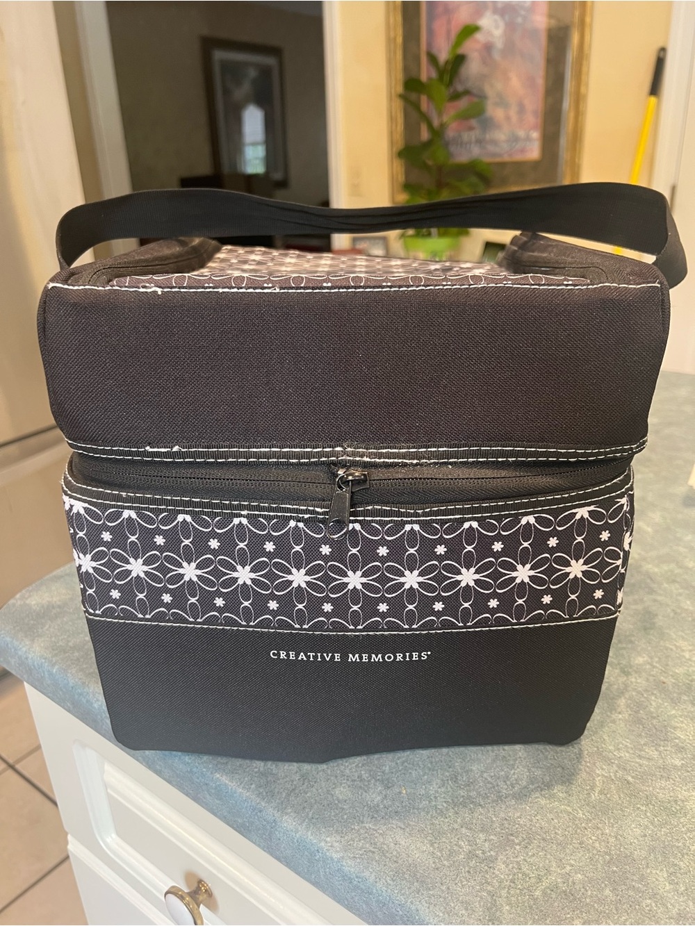 Creative Memories Black Toiletry Bag with White Floral Band